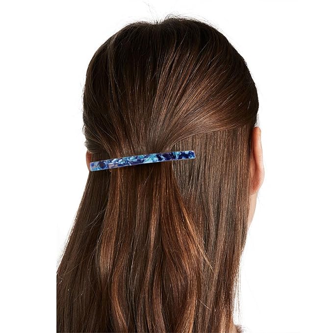 Long French Hair Barrettes 4 Inch Large Hair Clips for Women Thick Hair Automatic Clasp Clamp Pins Resin Nonslip Grip Ponytail Holders, Stylish Hair Accessories Blue Green Pink 3 Pack