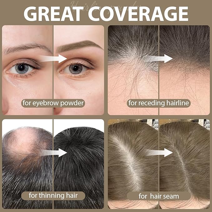 2 Pack Hairline Powder for Women and Men, Used to Root Touch Up Hair Color, Thinning and Gray Hair Coverage and Bald Spots Coverage, Light Coffee