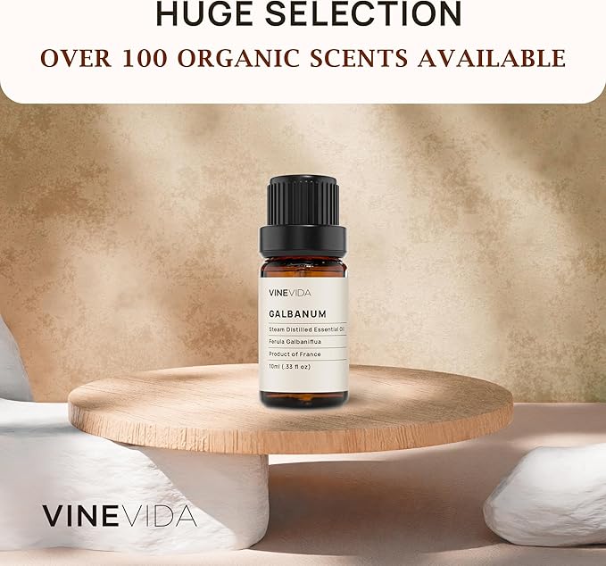 VINEVIDA Galbanum Essential Oil 10 mL - Undiluted Galbanum Oil 10 mL - Galbanum Candle Oil Scent - DIY Candle Scents for Candlemaking - 10 mL Essential Oil for Soap Making Safe for Skin