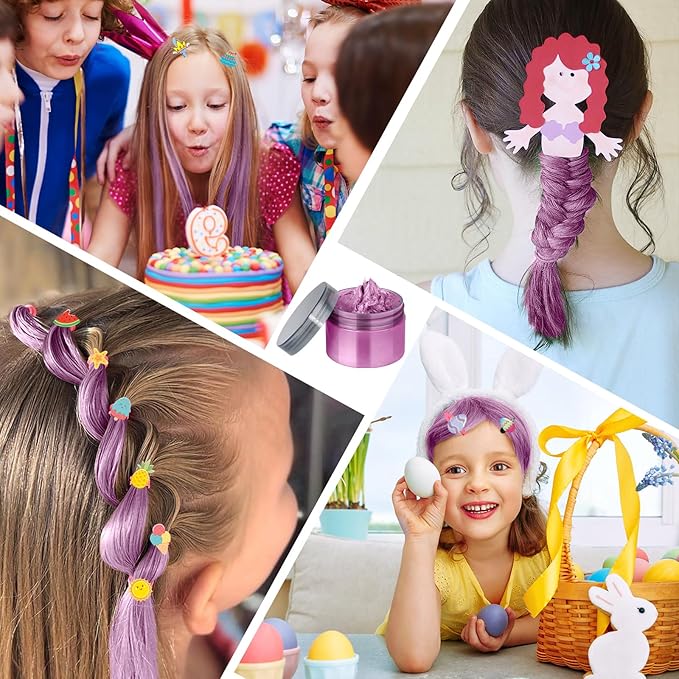 Temporary Hair Color Wax Kit, Stocking Stuffers for Teen Girls, Instant Hair Dye for DIY Hairstyles on Crazy Hair Day, Children's Day, Christmas (Pink)