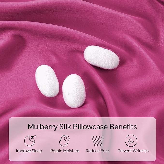 INFIIXSO Mulberry Silk Pillow Case King Size, Silk Pillowcase with Hidden Zipper 20"x36", Extraordinary Smooth and Soft Pillow Cases for Hair and Skin(Hot Pink, 1 Pack)
