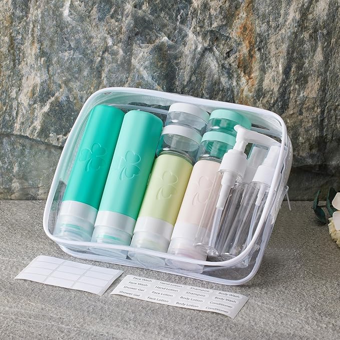 INSFIT 23 Pack Travel Bottles for Toiletries, TSA Approved Silicone Travel Size Toiletries with Toiletry Bag, BPA Free Leak Proof Refillable Travel Essentials for Liquids Shampoo Conditioner Lotion