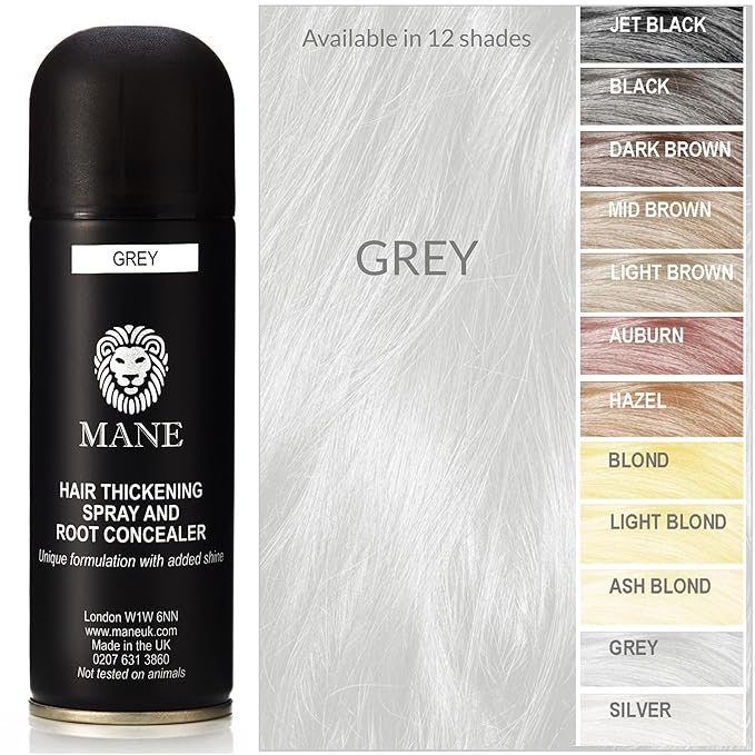 Hair Thickening Fiber Spray by Mane (200 ml, Grey)