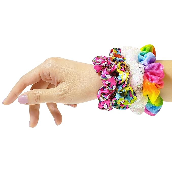 LUV HER Hair Brush 5 Pcs Set - 9 inch Detangling Brush For Girls + 4 Elastic Scrunchies For Kids - Hair Accessories Ages 3+