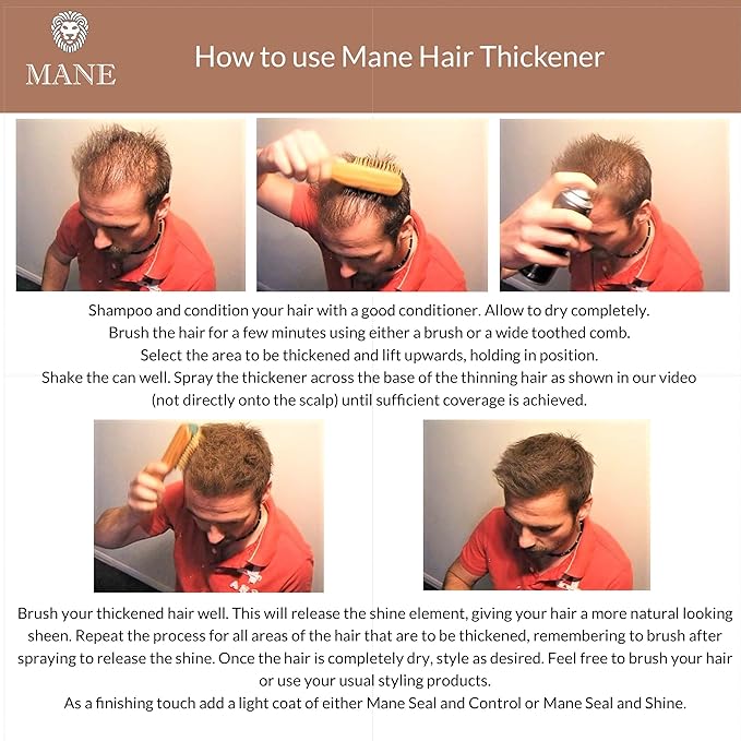 Hair Thickening Fiber Spray by Mane (200 ml, Black)
