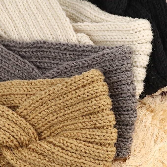 DRESHOW Knit Crochet Headband for Women Ear Warmer Soft Turban Stretch Warmer Headbands Winter Fashion Head Wrap