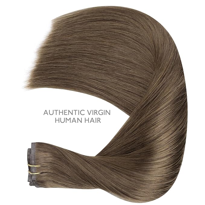 WENNALIFE Seamless Clip In Hair Extensions Human Hair, 14 Inch 130g 7pcs Light Ash Brown Real Hair Extensions Clip in Human Hair Invisible PU Skin Weft Natural Remy Human Hair Extensions