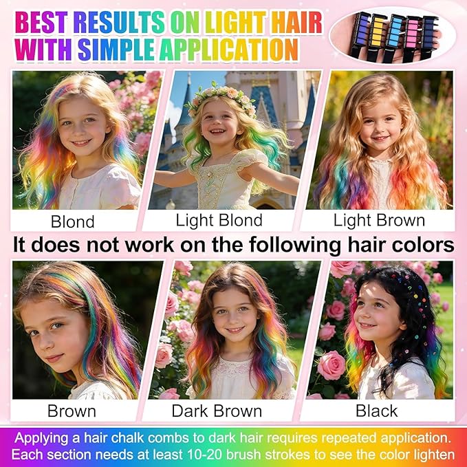 10 Colors Festive Fun Hair Chalk CombsInstant Hair Color Comb,Washable & Temporary Hair Color Dye for All Ages, Hair DIY Perfect for Birthday Party Christmas Gifts New Year