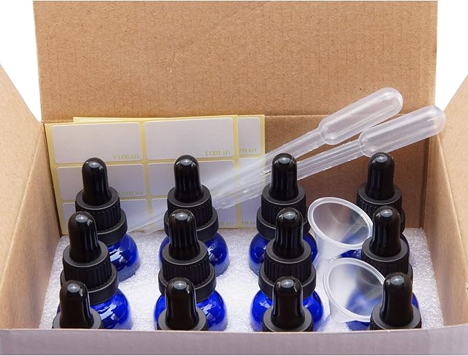 YIZHAO Black Glass Dropper Bottle 2oz, Tincture Bottles with Glass Dropper, for Essential Oils, Aromatherapy, Cosmetic, Laboratory, Pharmacy, Liquids, Travel –12 Pcs