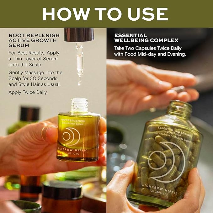 Healthy Hair Duo | Nourish Strands from Within + Revive Scalp Wellness | Hormone, Stress & Microbiome Support | Resveratrol, Adaptogens, B-Vitamins | 1 fl oz Serum + 120 Capsules