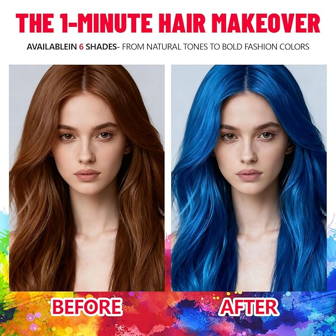 Blue Temporary Hair Color Spray - Washable & Natural One-Time Use Hair Wax for Women & Kids & Adults - Strong Hold for Halloween, Cosplay, Party, Washes Out Easily