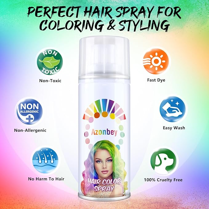 Halloween Hair Spray,Temporary Hair Color Spray for Women Kids Men,Washable Hairspray,Colored Hair Spray,Color Hairspray for Halloween,Party,Cosplay,Christmas Day (01#Blue)