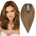 SEGO Real Human Hair Topper for Women, No Bangs Hair Topper with Anti-Slip Clips (14 Inches Light Brown)