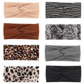 DRESHOW 8 Pack Headbands for Women Girls Vintage Leopard Headband Knotted Headwraps Criss Cross Hair Bands Accessories