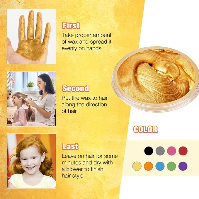 Hair Wax Color Blonde, Ultikare Blonde Hair Dye Temporary for Color Treated Hair Natural Styling Instant kids Mud Cream Gel 3.4 Fl Oz Girl Gifts, Party, Cosplay DIY, Children's Day