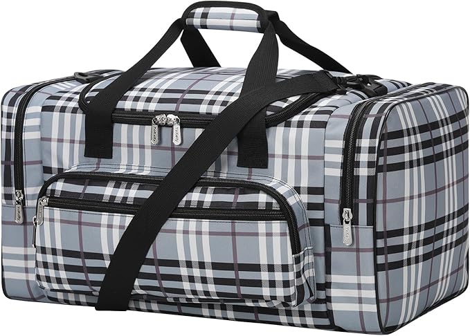 20 inch Sports Duffel Bag - for Travel Gym - Grey/White