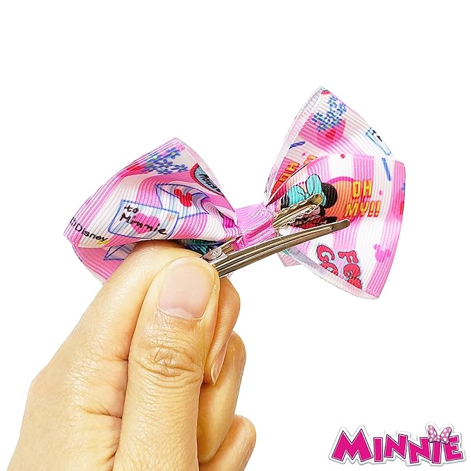 Disney Minnie Mouse Hair Bows - Hair Accessories Gift Set - Minnie Hair Bow - 7 Pcs 4 Inch Bundle - Hair Bows for Girls - Minnie on each clip - Alligator Clip - Ages 3 +