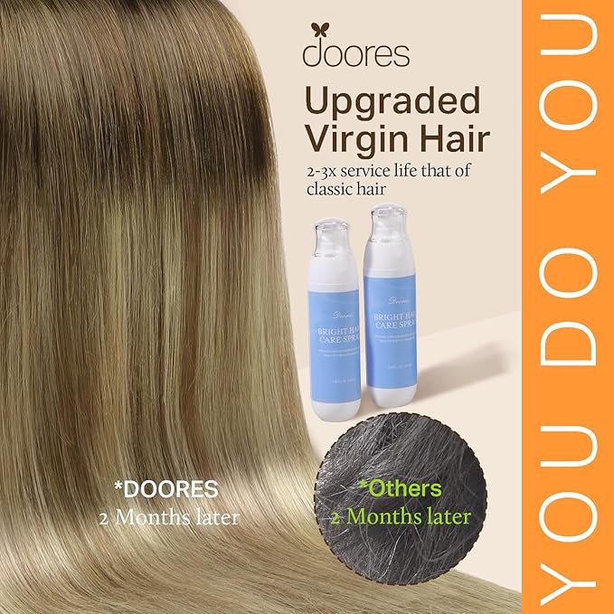 DOORES Clip in Human Hair Extensions, Chocolate Dip Color Melt 12 Inch 7pcs 80g, Real Remy Hair Long Natural Straight Thick Clip in Extensions
