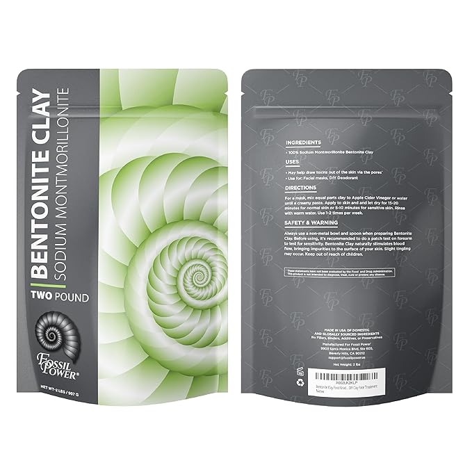 Bentonite Clay Food Grade Powder 2 Lb – Natural Heavy Metal Detox & Pore Cleansing | Indian Healing | DIY Hair & Facial Mask Treatment for Oily Skin | Toothpaste, Deo, Bath & Foot Soak
