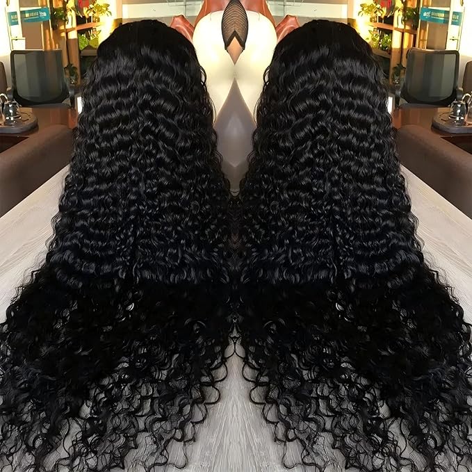 30 Inch 13x6 HD Lace Front Wigs Human Hair 200 Density Deep Wave Lace Front Wigs for Women Glueless Wet and Wave Lace Frontal Wigs Human Hair Pre Plucked Deep Wave Wig 12A Curly Wigs