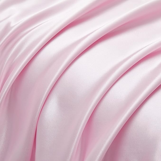 King Size Satin Pillowcase Set of 2 with Envelope Closure,Pink Silk Pillowcase for Hair and Skin (20x36)