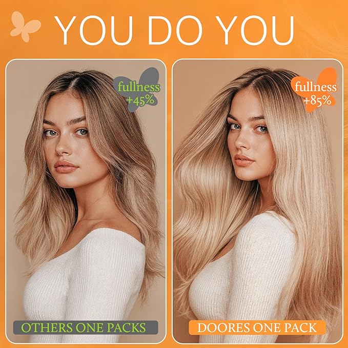DOORES Hair Extensions Clip in Human Hair, 80g 5pcs Natural Black 20 Inch Clip in Human Hair Extensions Natural Hair Extensions Straight