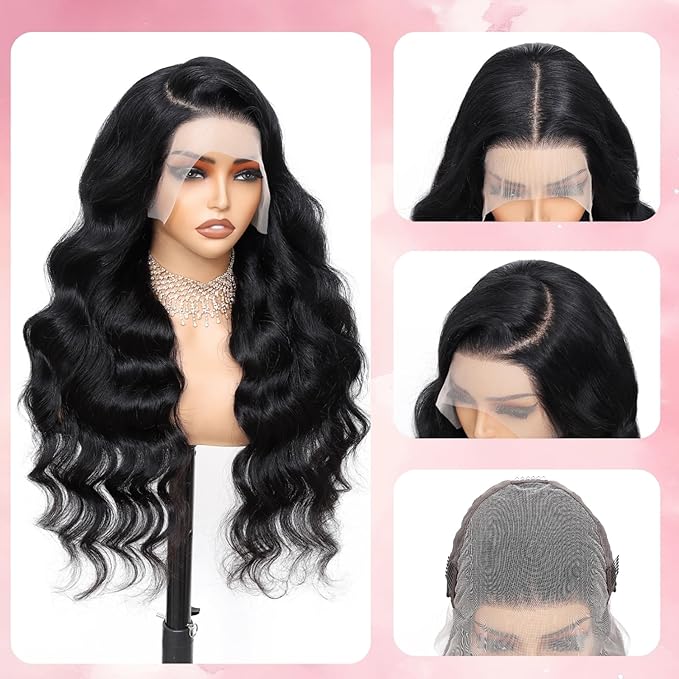 34 Inch 13x6 Body Wave Lace Front Wigs Human Hair 200 Density HD Transparent Lace Front Wigs for Black Women Glueless Frontal Wigs Human Hair Pre Plucked