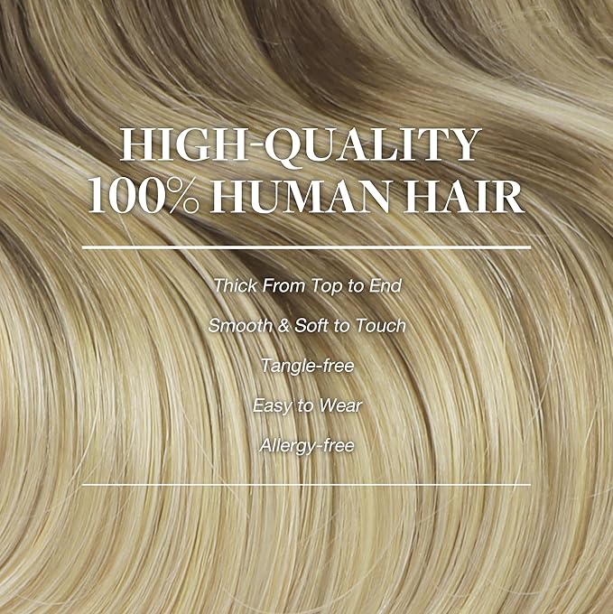 GOO GOO Clip in Hair Extensions Real Human Hair, Remy Human Hair Extensions Clip ins for Women, Natural Human Hair, 16inch 120g 7Pcs, 4/18 Balayage Chocolate Brown Highlighted Dirty Blonde