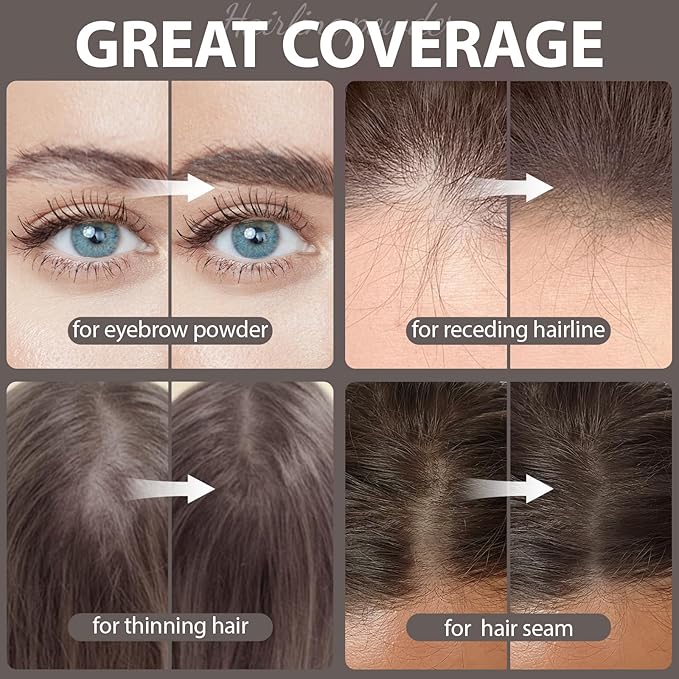 2 Pack Hairline Powder for Women and Men, Used to Root Touch Up Hair Color, Thinning and Gray Hair Coverage and Bald Spots Coverage, Dark Brown