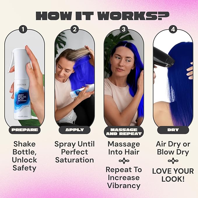 Just Color Semi Permanent Spray Dye | Customizable Shades | Ready in 10 Minutes | No Mess - Sprayable Hair Color | Leave in Conditioner | Lavender Haze Hair Dye Spray | Lasts 8-12 Washes | Pack of 2