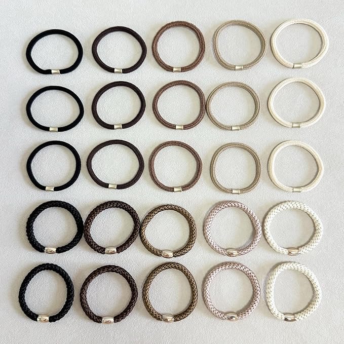 Hair Ties for Thick Hair,25PCS No Damage, Braided Elastics Hair Bands Ponytail Holders for Women