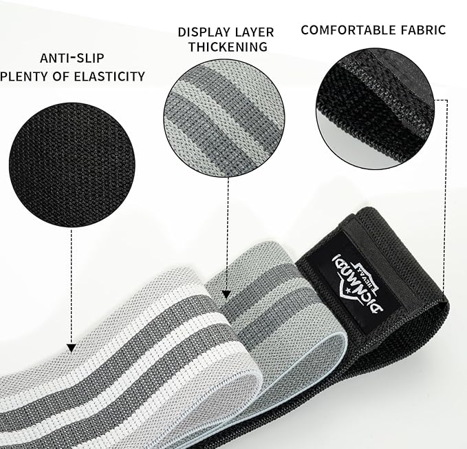 Fabric Resistance Bands for Working Out, 6Pack Non-Slip Exercise Bands for Women and Men, Fabric Booty Bands for Home, Fitness, Pilates, Stretching