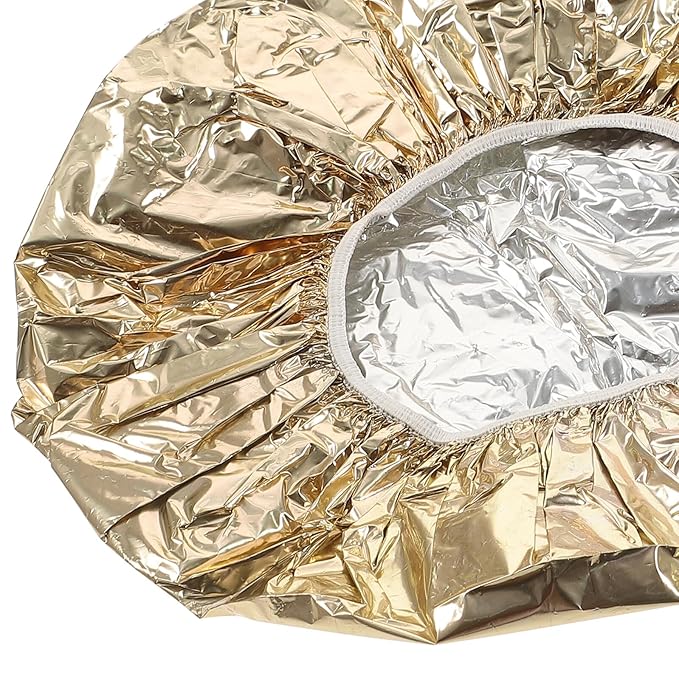 4pcs Deep Conditioning Foil Hair Caps with Elastic Band for Heat Insulation Nourishing Dye and Highlight Treatments Reusable Thermal Processing Hats for Salon and Home Use