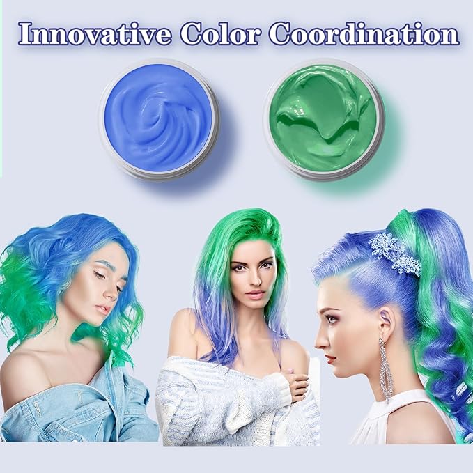 Blue Hair Color Wax Washable, Temporary Hair Color Dye for Kids, Natural Instant Color Wax Hairstyle Cream Hair Pomades for Women & Men Party Cosplay Halloween, Gifts for Teens
