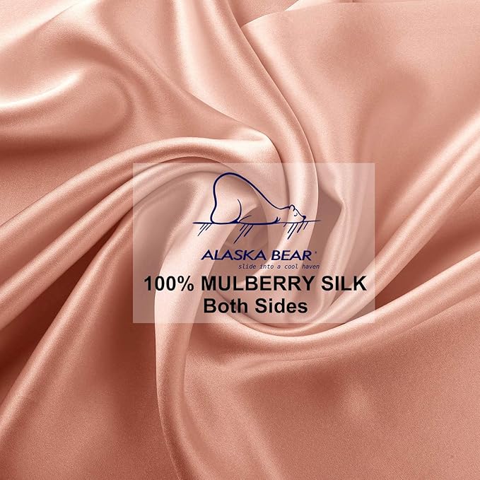 ALASKA BEAR Natural Silk Pillowcase, Standard (1pc, Dusty Pink)