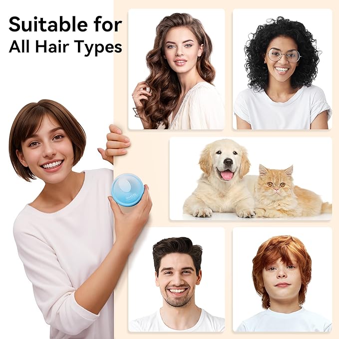 HEETA Scalp Massager Hair Growth, Soft Silicone Scalp Scrubber Shampoo Brush for Exfoliation, Dandruff Removal Head Massage Stress Relax, Wet & Dry Use for Thick Thin Curly Hair Care, Gradient Blue