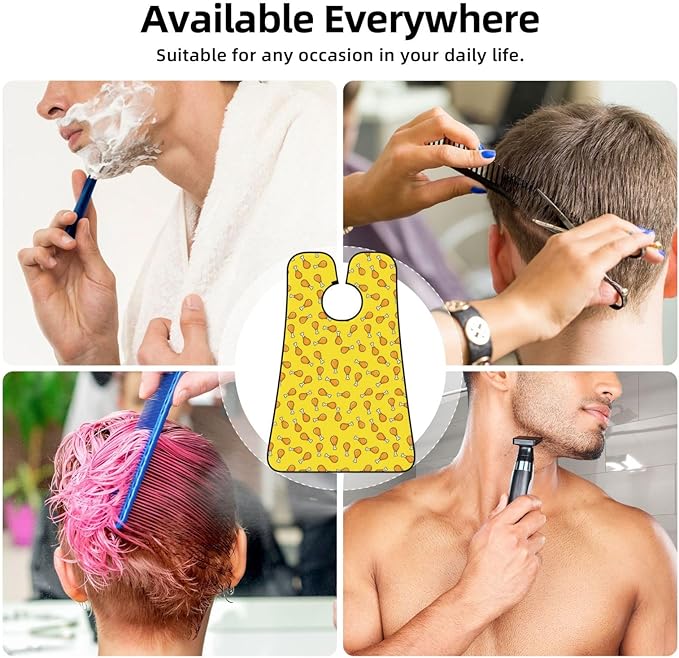 Stretchable Beard Cape, Non-Stick Hair Catcher for Trimming, Waterproof Grooming Apron, Crispy Fried Chicken