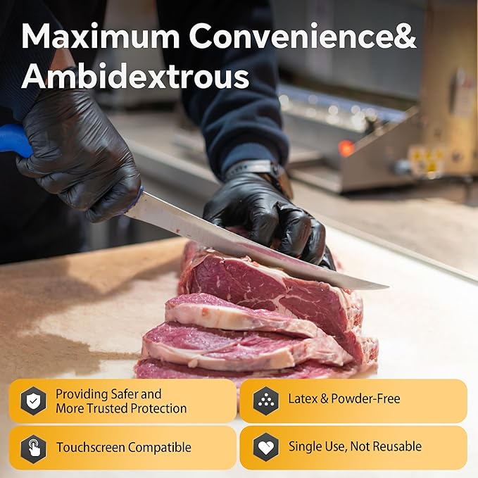 HEAVY DUTY 7 Mil Nitrile Black Gloves Disposable Latex Free Rubber Latex Cleaning Mechanic Food Prep Gloves 1000PCs