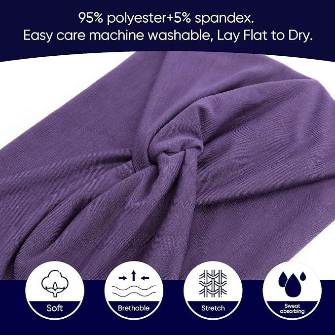 DRESHOW 8 Pcs Women's African Wide Headbands Turban Vintage Wrap Sport Workout Hair Accessories