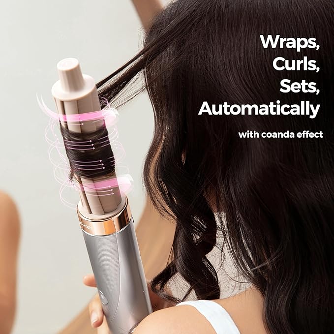 5 in 1 Hot Air Styler Wrap with Automatic Curling & Drying High-Speed Hair Dryer Brush with Negative Ion Technology for Frizz Control & Long Lasting Styles AirEdge A3