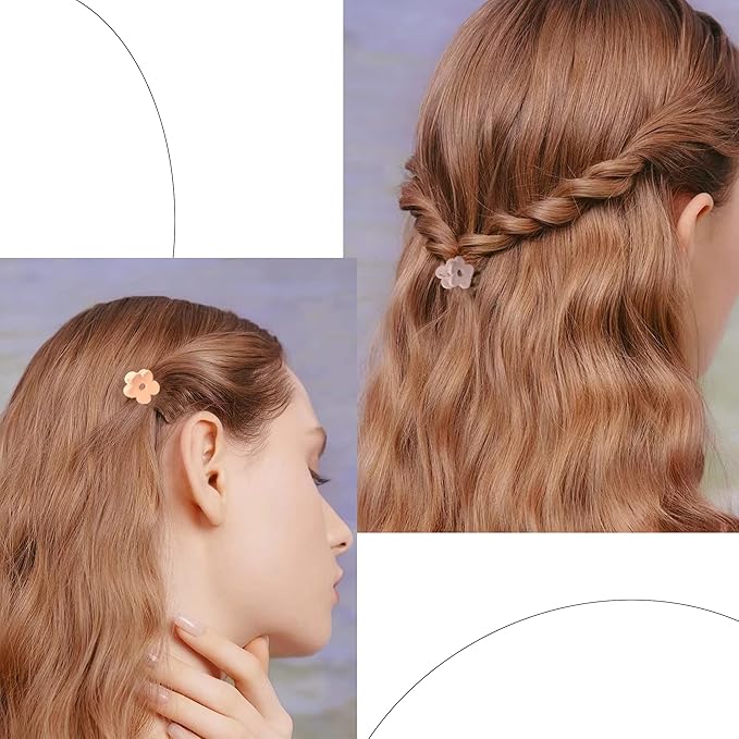 Ivyu Small Claw Hair Clips for Women Girls - 10 Pcs Mini Flower Hair Clips Tiny Claw Clips for Thin Hair Strong Hold Cute Jaw Clip Nonslip Hair Styling Accessories