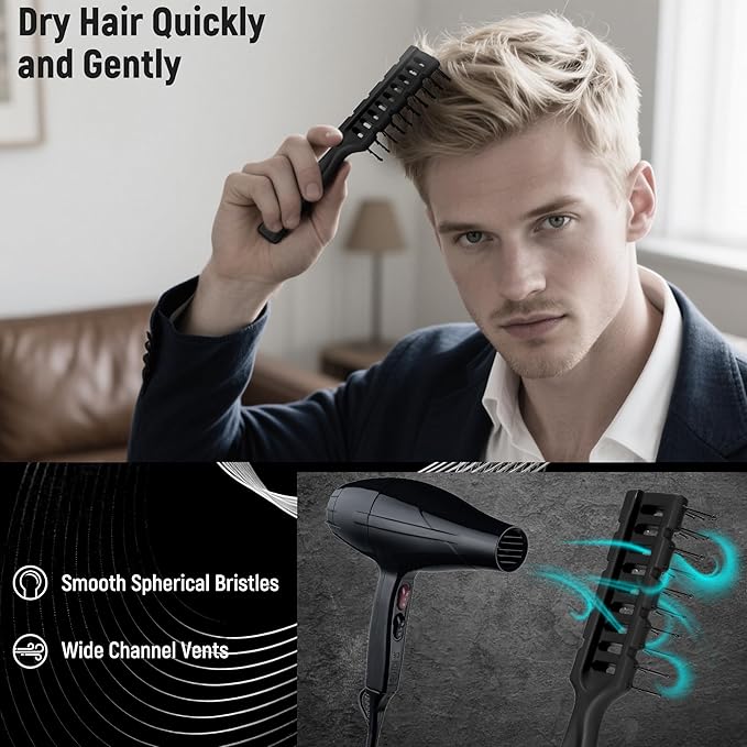 SalonSilk Hair Brush for Men, 5PCS Men Hair Brush & Styling Comb Set - Professional Barber Tools for All Hair Types, Perfect for Styling, Grooming, and Detangling