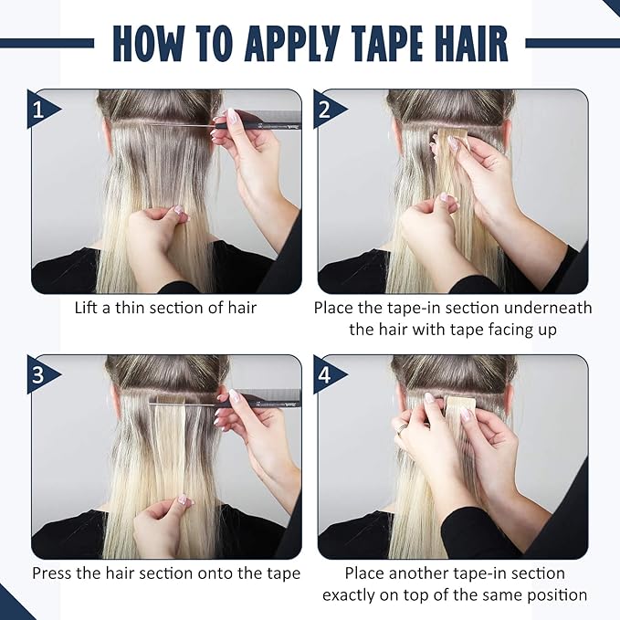 Full Shine Blonde Tape in Hair Extensions Human Hair 20Inch Platinum Blonde Hair Extensions 60 Extensions Human Hair Natural 20pcs 50Grams Glue on Extensions Real Straight Hair for Party