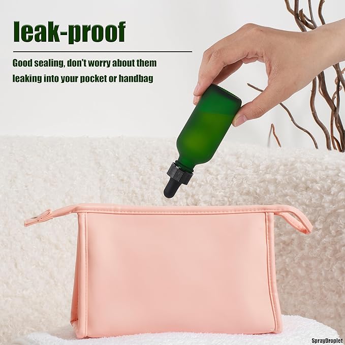 24 Pcs, 2oz Glass Dropper Bottle, Leakproof Tincture Bottles with Dropper, Green Reusable Eye Dropper Bottle, Preety Frosted Texture, for All Kinds of Liquids (Green-Frosted, 2oz-24pcs)