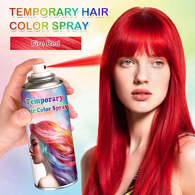 Red Hair Spray Color Temporary,One-time Use Washable Hair Dye,Cruelty-free Hair Spray for Christmas Halloween Cosplay,120ML (Red）