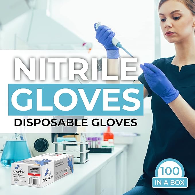 Blue Nitrile Gloves, Disposable Gloves, Comfortable, Powder Free, Latex Free