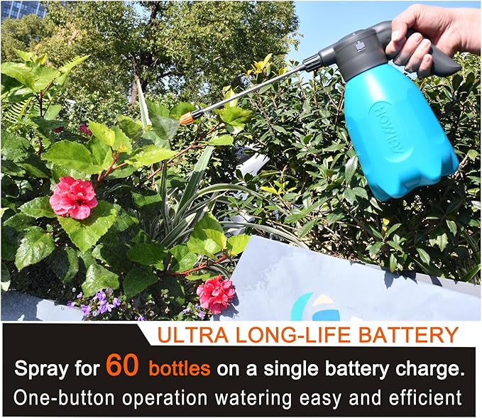 ES2-PRO Electric Spray Bottle 2L/0.5Gallon Plant Mister,Spray About 30 Gallons On a Single Charge,Rechargeable Battery Powered Sprayer,Automatic Watering Can,Pump Sprayer for Indoor Plants (Blue)