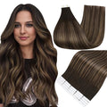 Full Shine Hair Extensions Tape in Hair Color 2 Fading to 8 Highlight 2 Darkest Brown Balayage Tape Real Human Hair 20 Inch Remy Tape Ins Extensions 50G 20Pcs Hair Extensions Add Length