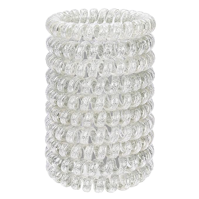 JessLab Spiral Hair Ties for Women, 10-Pack Traceless No-Damage Ponytail Holders, Coils Hair Bands for Girls, Assorted Colors
