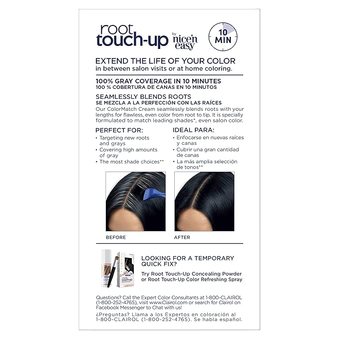 Clairol Root Touch-Up by Nice'n Easy Permanent Hair Dye, 2B Blue Black Hair Color, Pack of 1 (Pack of 2)